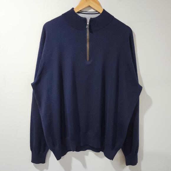 Peter Millar Merino Wool Silk Blend Quarter Zip Sweater Golf Preppy Mens XXL - Picture 2 of 6